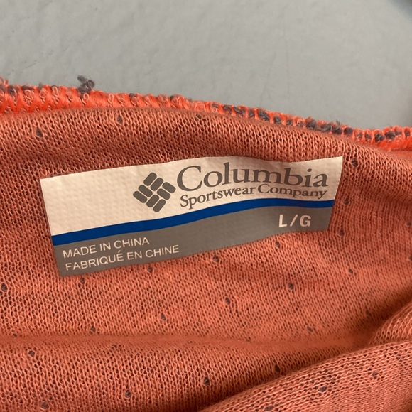 Columbia Womens Size L Grey Orange Contrast Cowl Hoodie Drawstrings Lightweight - Picture 10 of 13